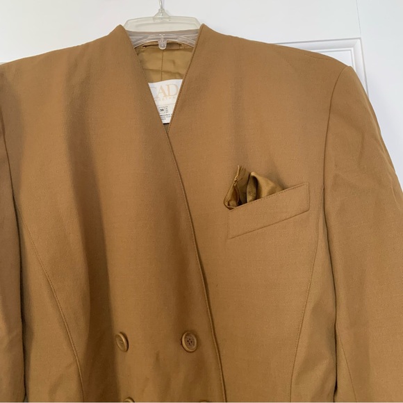 Escada Vintage Wool Double Breasted Blazer with Pocket Square - Picture 3 of 9